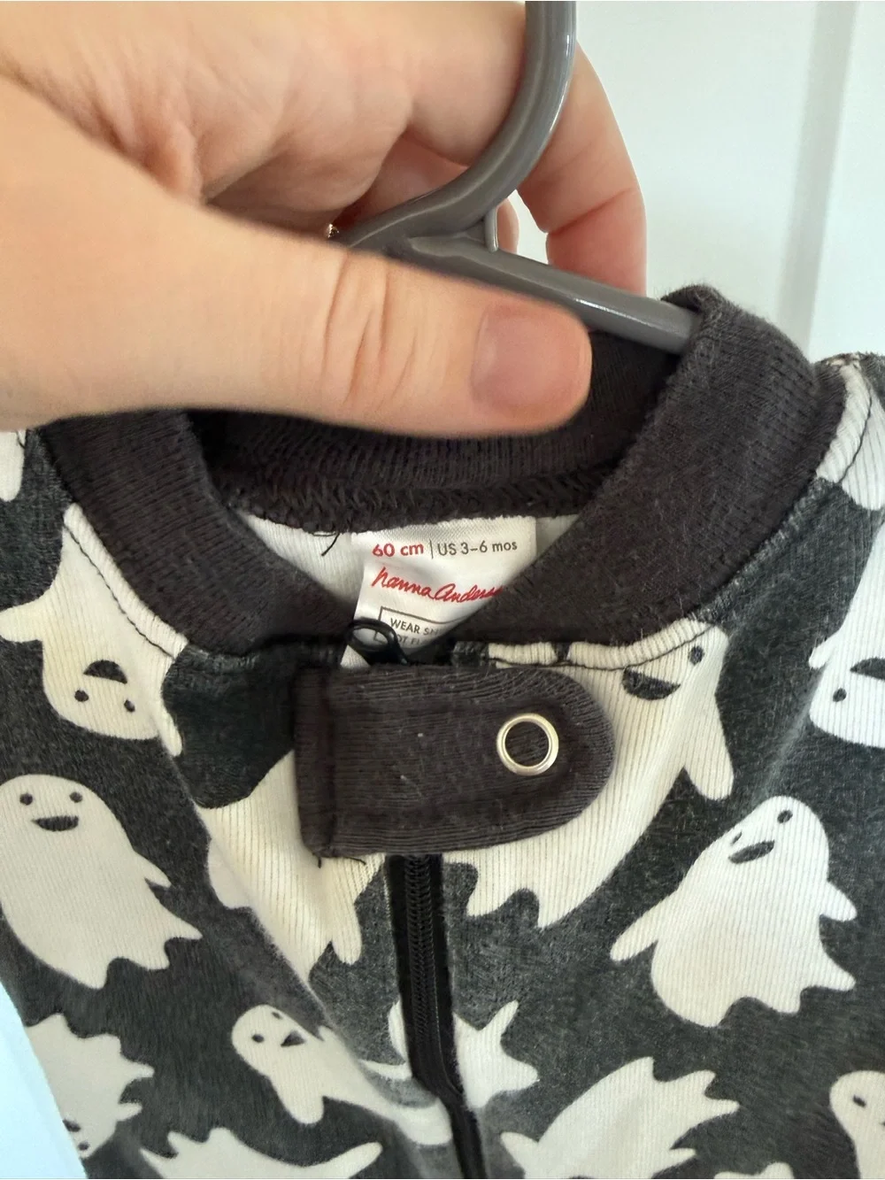 Hanna Andersson Black and White Ghost Print Footed One-Piece, (read desc)